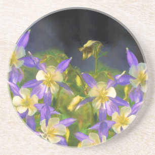 Posavasos De Arenisca Pintura Colorado Blue Columbine - Arte Original