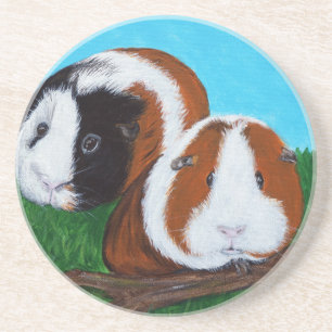 Posavasos De Arenisca Pintura de cerdos de Guinea