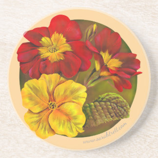 Posavasos De Arenisca Pintura de flor de primavera del arte primrose