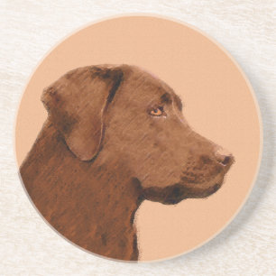 Posavasos De Arenisca Pintura de Labrador Recuperador (Chocolate) - Arte