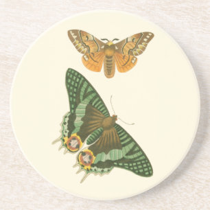 Posavasos De Arenisca Pintura de mariposas ligeramente bordeada