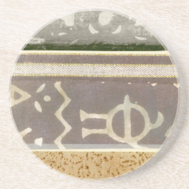 Posavasos De Arenisca Pintura de patrón tribal contemporáneo (Frente)