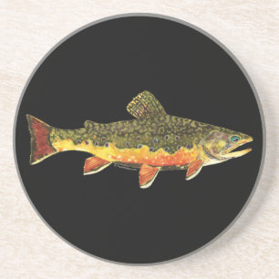 Posavasos De Arenisca Pintura de peces de trucha rota