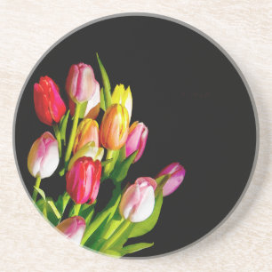 Posavasos De Arenisca Pintura de tulipán - Arte de flores original
