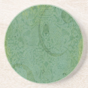 Posavasos De Arenisca Pintura roja y verde sobre fondo de escritorio vin