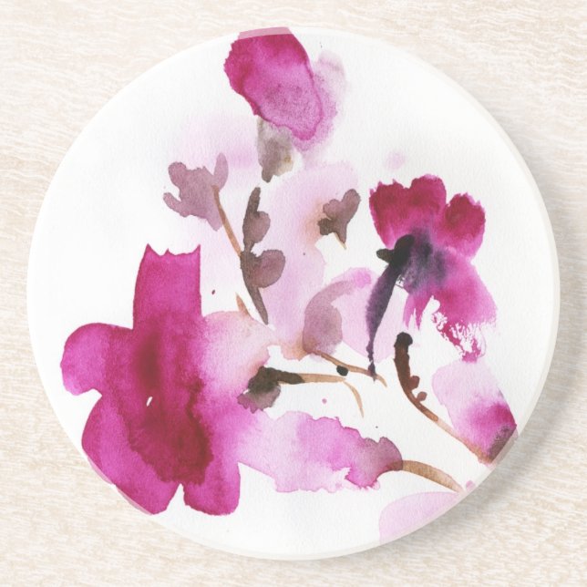 Posavasos De Arenisca Pinturas florales abstractas 4 de la acuarela (Frente)