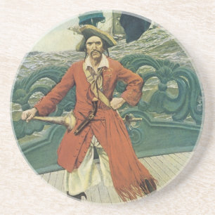 Posavasos De Arenisca Piratas Antiguos, Capitán Keitt por Howard Pyle