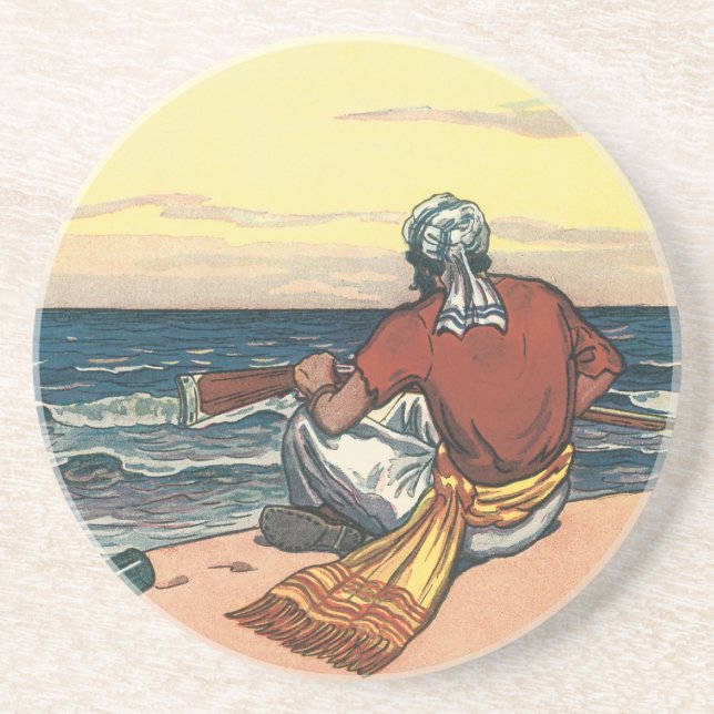 Posavasos De Arenisca Piratas de época, aislados en una isla desierta (Frente)