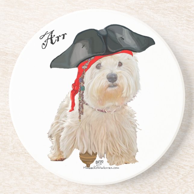 Posavasos De Arenisca Pirate Westie (Frente)