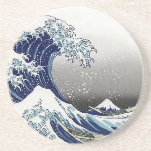 Posavasos De Arenisca PixDezines Vintage, Gran Ola, Hokusai 葛飾北斎の神奈川沖浪