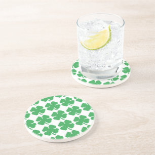 Posavasos De Arenisca Pixel Lucky Four Leaf Clover de 8 bits