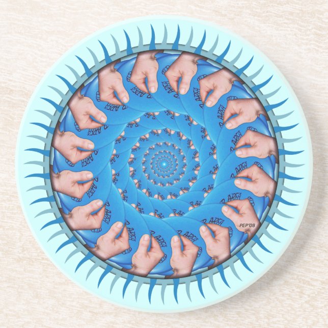 Posavasos De Arenisca Plástico azul (Frente)
