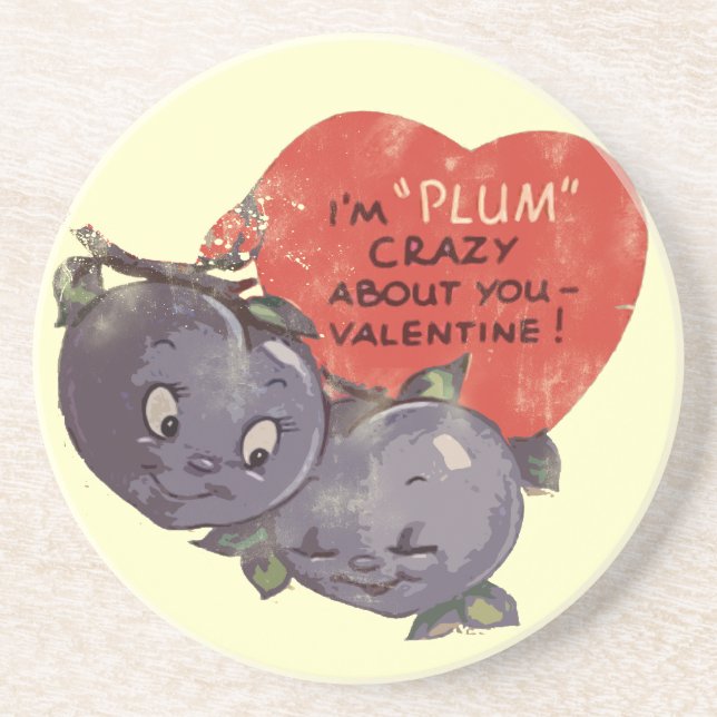 Posavasos De Arenisca Plum Crazy sobre mi San Valentín (Frente)
