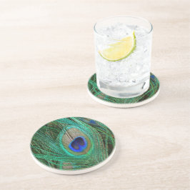 Posavasos De Arenisca Pluma de pavo real azul india