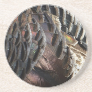 Posavasos De Arenisca Plumas de pavo silvestre I Diseño abstracto de la