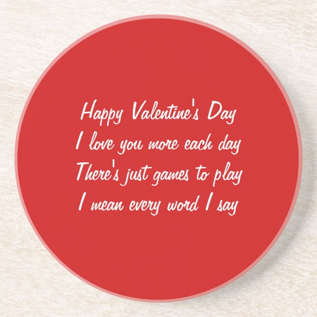 Posavasos De Arenisca poema el día de San Valentín (Frente)