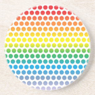Posavasos De Arenisca Polka arco iris con puntos blancos