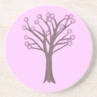 Posavasos De Arenisca Polka Púrpura Púrpura Pintada Árbol Astras Rosa