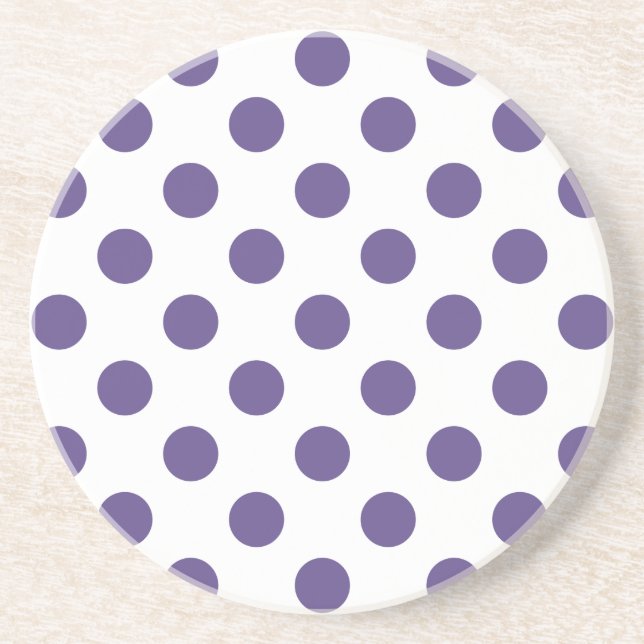 Posavasos De Arenisca Polka ultravioleta sobre blanco (Frente)