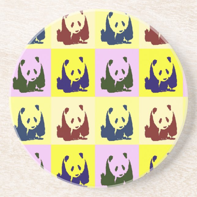 Posavasos De Arenisca Pop Art Baby Pandas (Frente)