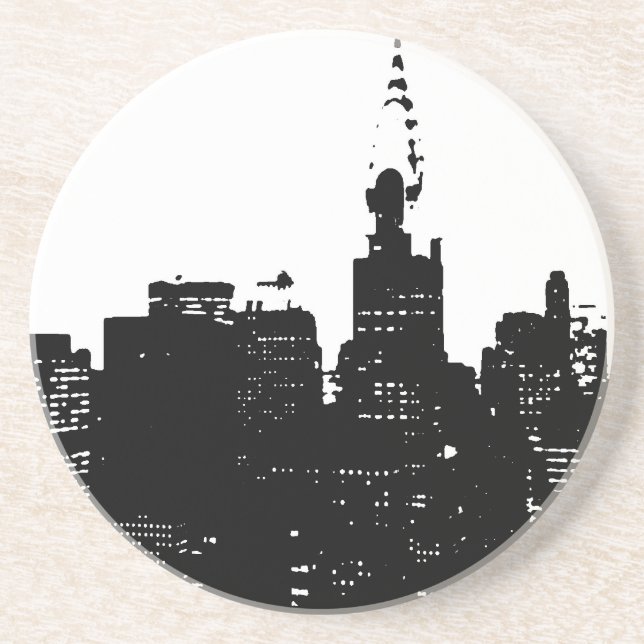 Posavasos De Arenisca Pop Art Black & White New York (Frente)