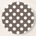 Posavasos De Arenisca Pos de polka blanca en marrón<br><div class="desc">Pos de polka blanca en marrón</div>