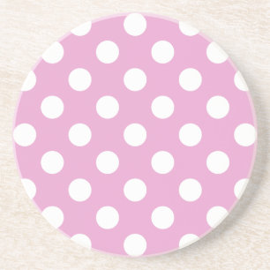 Posavasos De Arenisca Pos de polka blanca en rosa pálido