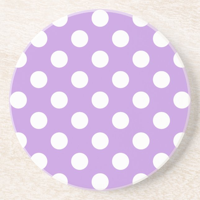 Posavasos De Arenisca Pos de polka blanca sobre lila (Frente)