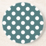 Posavasos De Arenisca Pos de polka blanco en verde azulado<br><div class="desc">Pos de polka blanco en verde azulado</div>