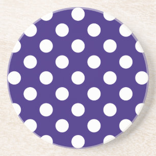 Posavasos De Arenisca Pos de polka blanco sobre azul oscuro