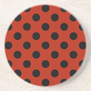 Posavasos De Arenisca Pos de polka negra en rojo