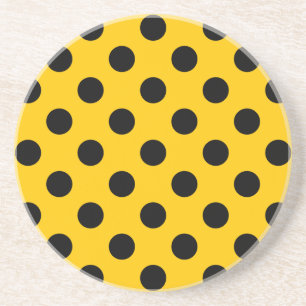 Posavasos De Arenisca Pos de polka negro sobre amarillo