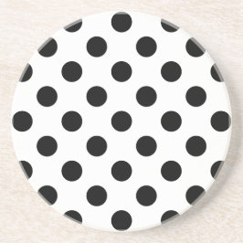 Posavasos De Arenisca Pos de polka negro sobre blanco