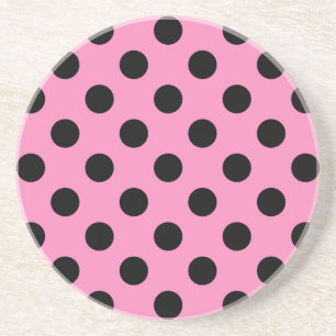 Posavasos De Arenisca Pos de polka negro sobre rosa