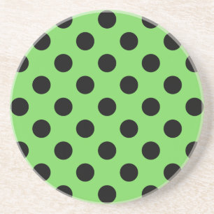 Posavasos De Arenisca Pos de polka negro sobre verde lima