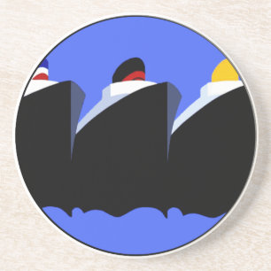 Posavasos De Arenisca Poster Art Deco de los buques de crucero de época