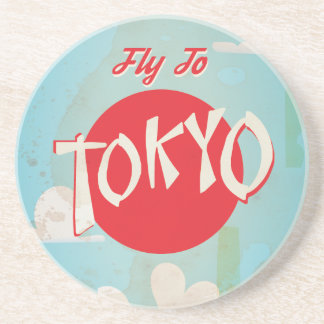 Posavasos De Arenisca Póster de viaje Vintage Retro Vuela a Tokio
