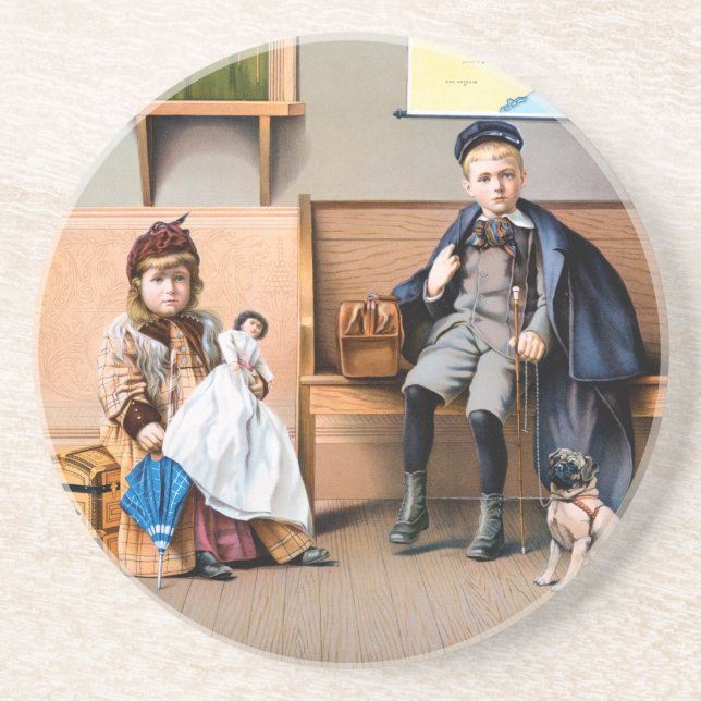 POSAVASOS DE ARENISCA POSTER DEL FERROCARRIL, 1898 (Frente)