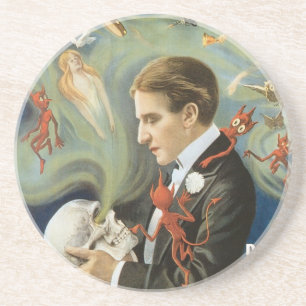 Posavasos De Arenisca Póster Mágico Antiguo, Thurston, El Gran Mago