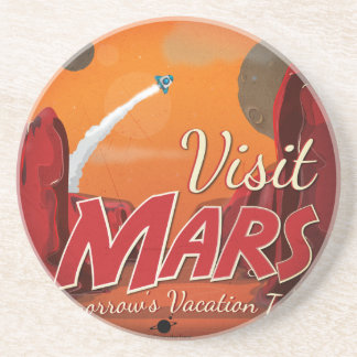 Posavasos De Arenisca Póster Vintage Visita a Marte