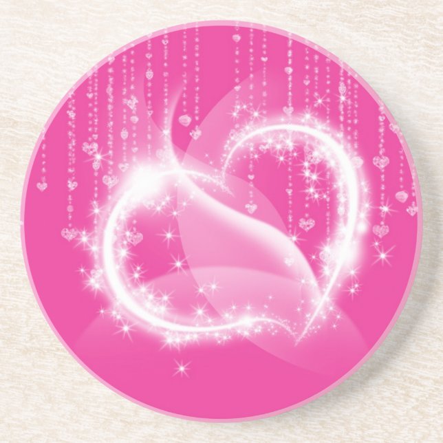 Posavasos De Arenisca Práctico de costa brillante rosado de los (Frente)