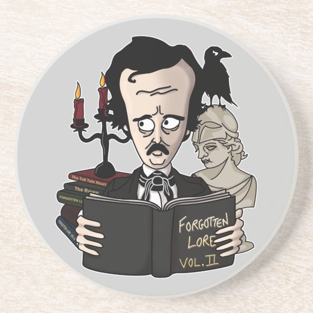 Posavasos De Arenisca Práctico de costa de Edgar Allan Poe (Frente)