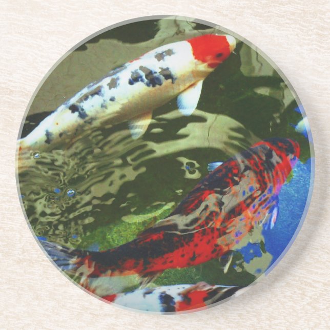 Posavasos De Arenisca Práctico de costa de Koi (Frente)