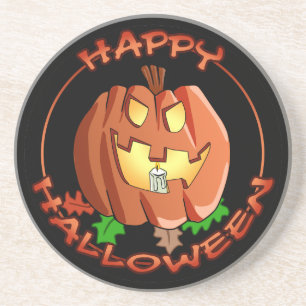 Posavasos De Arenisca Práctico de costa de la calabaza del feliz