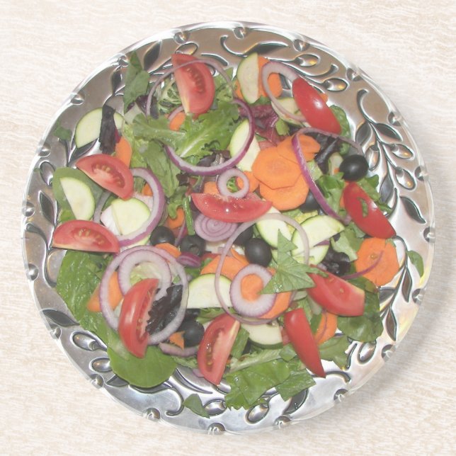 Posavasos De Arenisca ¡Práctico de costa de la ensalada! (Frente)