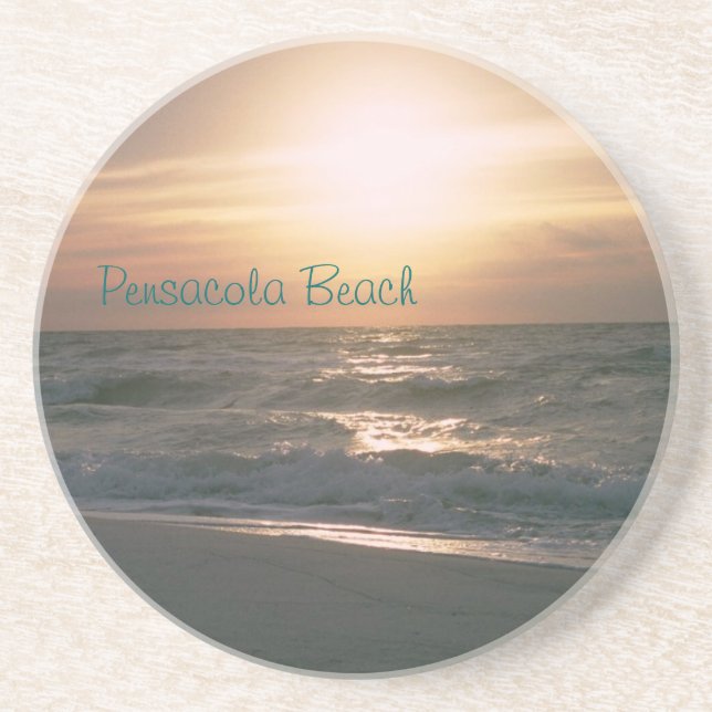 Posavasos De Arenisca Práctico de costa de la salida del sol de la playa (Frente)