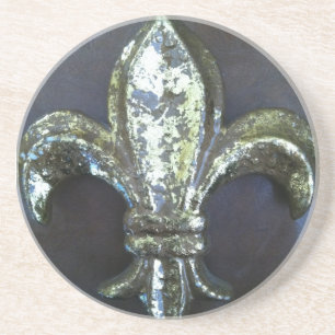 Posavasos De Arenisca Práctico de costa de oro de la flor de lis