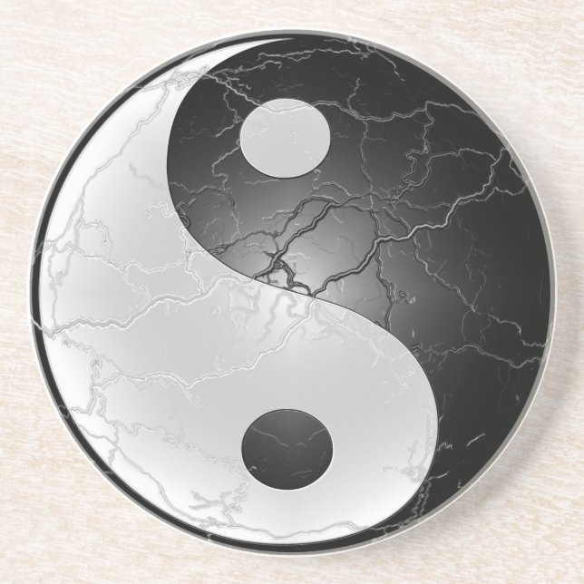 Posavasos De Arenisca Práctico de costa de Yin Yang (Frente)