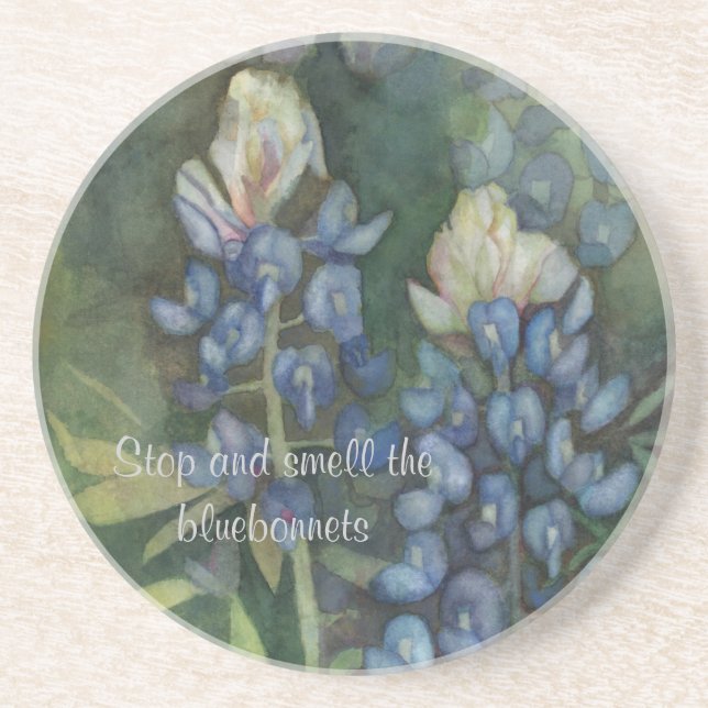 Posavasos De Arenisca Práctico de costa del Bluebonnet de Tejas (Frente)