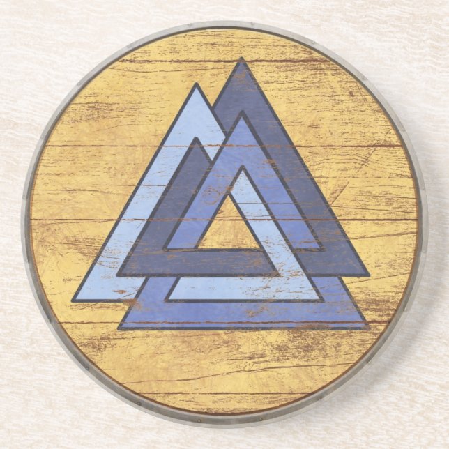 Posavasos De Arenisca Práctico de costa del escudo de Viking - Valknut (Frente)